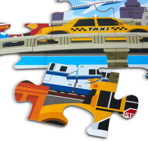 Vista 4 de Melissa & Doug Traffic Jam Rompecabezas jumbo (24 piezas, 2 x 3 pies de largo)