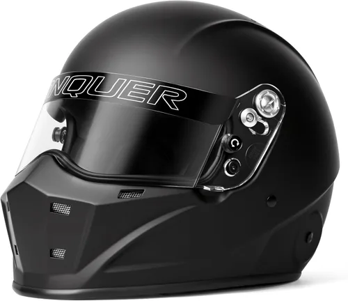 Vista 4 de Conquer Snell SA2020 - Casco de carreras de cara completa aprobado por SA2020 para adultos, hombres y mujeres, color negro, blanco y plateado