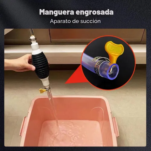 Vista 4 de Bomba de sifón líquido multifuncional, extractor de líquidos manual de gran diámetro para gasolina, aceite de motor, combustible, diésel, agua