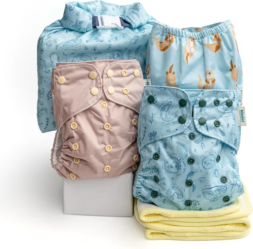 Vista 12 de Big Adventure Kinder - Juego de 5 pañales de tela reutilizables para bebé, estilo de bolsillo, jersey atlético que absorbe la humedad, insertos