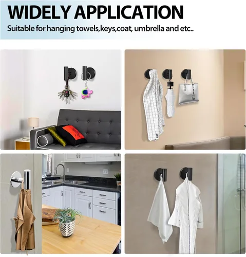 Vista 6 de Kruodop Ganchos adhesivos para toallas de baño, paquete de 4 toallas de montaje en pared, gancho mate para bata de pared, gancho de acero inoxidable