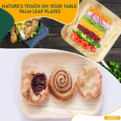 Vista 6 de Concession Essentials Platos de hoja de palma (25 unidades) – Vajilla desechable, platos compostables y biodegradables