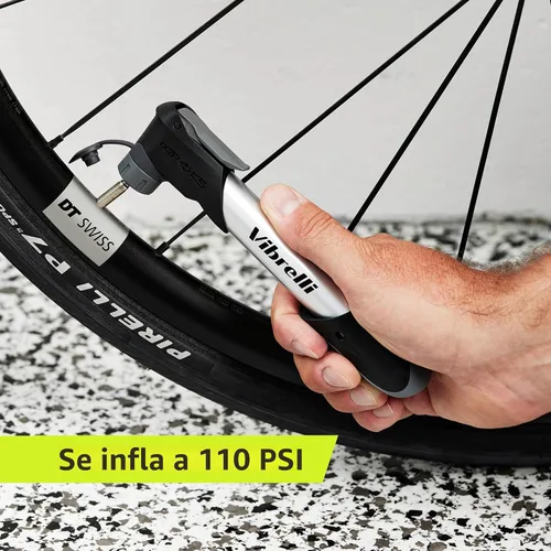 Vista 6 de Vibrelli Mini Bike Pump - Presta & Schrader Bicycle Pump - 120 PSI Tire Pump for Road & MTB - No Valve Changing Needed