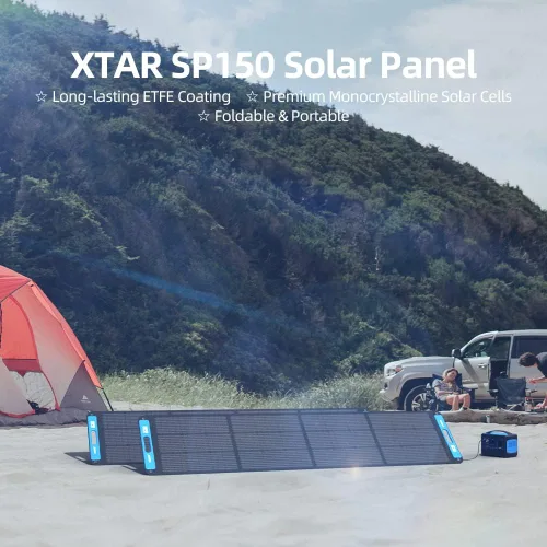 Vista 2 de XTAR SP150 Panel solar portátil de 150 W para estación de energía, cargador solar plegable con soporte ajustable, panel altamente eficiente