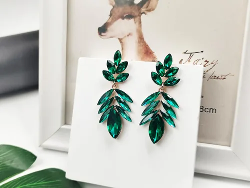 Vista 4 de Aretes colgantes de diamantes de imitación con purpurina para mujer, aretes colgantes de cristal de lujo, aretes colgantes de cristal grandes