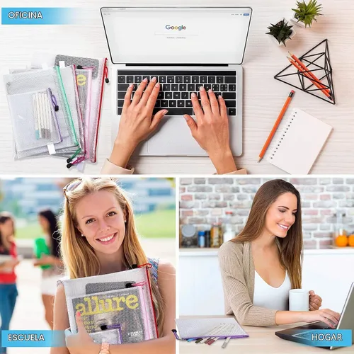 Vista 4 de 48 bolsas de malla con cremallera, 8 tamaños, bolsas de archivos de plástico impermeables con cremallera, 16 colores, multiusos para almacenamiento