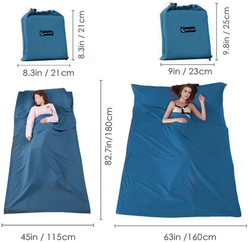 Vista 8 de Saco de dormir ligero para viajes, camping, saco de dormir para adultos, ligero, cálido, hotel, compacto, portátil, para interiores y exteriores