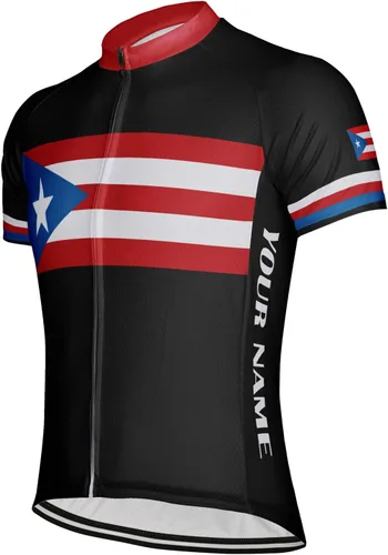Vista 2 de Camiseta de ciclismo personalizada de Puerto Rico para hombre de manga corta