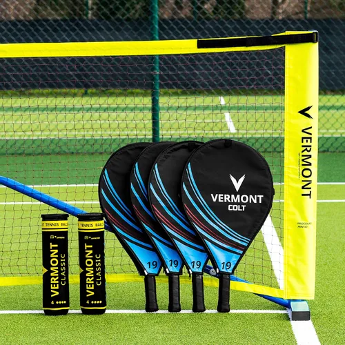 Vista 9 de Vermont ProCourt - Juego de mini red de tenis y raqueta Juego de tenis portátil Pelotas de tenis incluidas