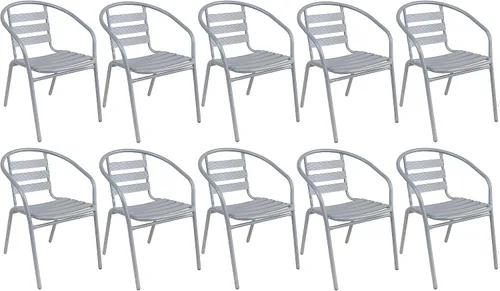 Vista 20 de Juego de 2 sillas apilables de aluminio de metal para restaurante para interiores y exteriores, ligeras, para comedor, patio, tienda