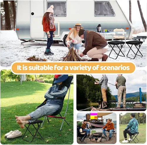 Vista 5 de Rytinazzz Taburete plegable portátil y silla plegable, silla portátil ligera para adultos, soporta hasta 250 libras, pequeño taburete de campamento
