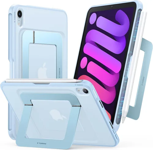 Vista 15 de TORRAS Funda para iPad Mini 7 A17 Pro, Funda para iPad Mini 6 con Soporte para Lápiz, Soporte Ultra Estable, Múltiples Ángulos de Visualización