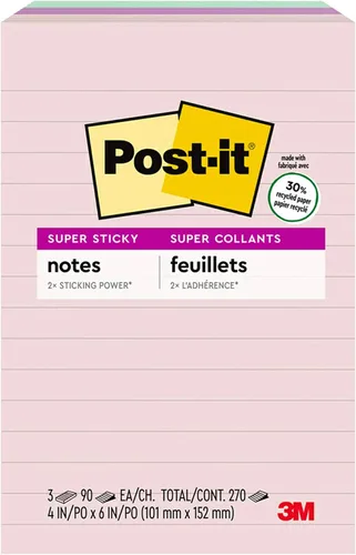 Vista 5 de Post-it notas superadhesivas, 5 x 8 pulgadas