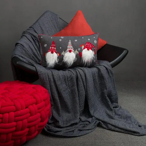 Vista 8 de JWH Funda de almohada decorativa de gnomo, almohada de Navidad, decoración de vacaciones de invierno, funda de almohada gris, cojín bordado