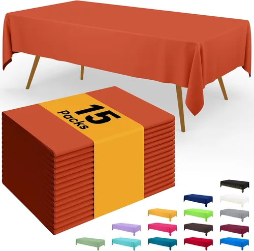 Vista 26 de Smiry - Juego de 6 manteles desechables, 54 x 78 pulgadas, manteles impermeables rectangulares para fiestas, cubierta de mesa de plástico