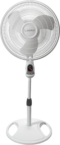 Vista 7 de Lasko 1646 - Ventilador de pedestal oscilante y ajustable con temporizador y control remoto para uso en interiores, dormitorio, sala de estar, Blanco