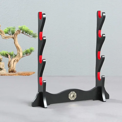 Vista 6 de Soporte de exhibición de espada, soporte de exhibición de madera para todas las espadas, 4 niveles