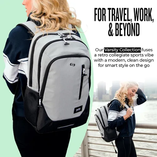 Vista 4 de Solo New York Mochila para laptop para mujeres y hombres, bolsa de mano para viajes y trabajo, bolsa ligera, bolsillos laterales de malla, correas