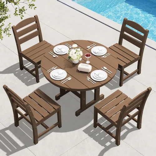 Vista 46 de SERWALL Juego de sillas de comedor Adirondack para exterior, conjunto de 2, sillas de patio de HDPE resistentes a todo clima, color negro
