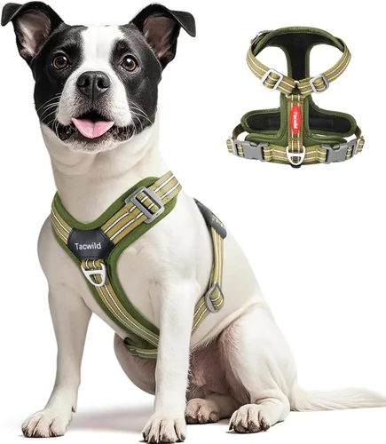 Vista 14 de Arnés sin tirones para perro, chaleco reflectante ajustable con broche de metal, malla suave transpirable sin estrangulamiento para cachorro, fácil