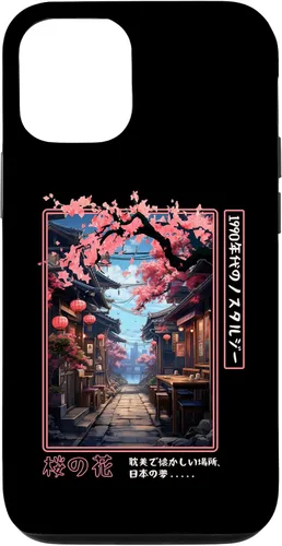 Vista 26 de iPhone 16 Japanese Vaporwave Nostalgia Cherry Blossoms 1990s Aesthetic Case