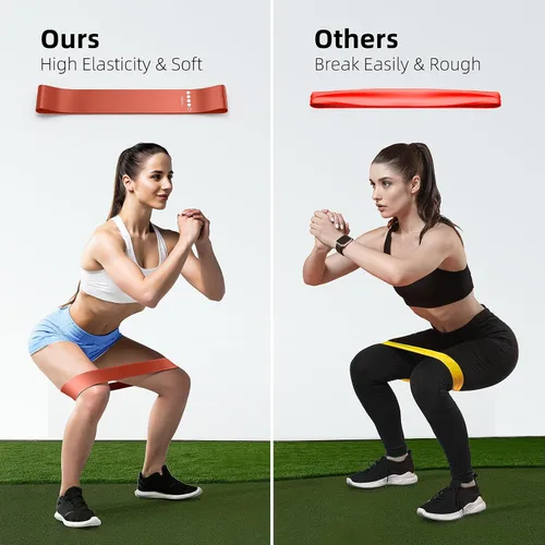 Vista 4 de Resistance Bands for Working Out, 5-Pack Elastic Loop Exercise Bands for Strength Training Stretching, Home Gym Equipment for Pilates Yoga Physical