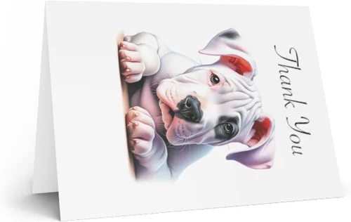 Vista 2 de DistinctInk Tarjeta de felicitación/tarjeta de nota -Dogo Argentino Puppy Coloreado Lápiz Dibujo Cumpleaños