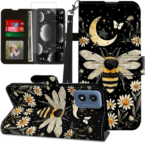 Vista 61 de Funda para Motorola Edge 2022 con protector de pantalla, soporte y tarjetero y correa para la muñeca, funda magnética para Moto Edge 2022 5G UW Lobo