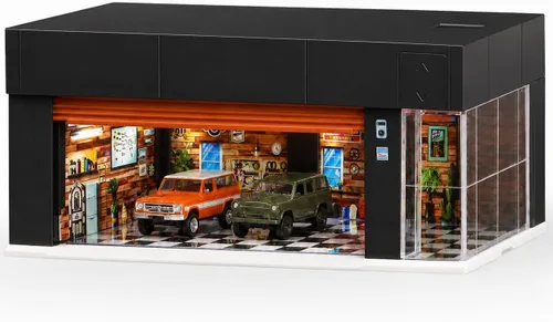 Vista 10 de Vitrina fundida a presión a escala 1/64 para almacenamiento de ruedas calientes, garaje eléctrico con luces LED, control de voz apilable