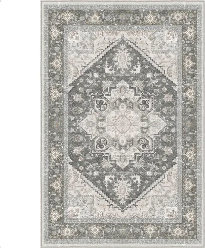 Vista 361 de OPPODREAM Alfombras suaves, pequeñas y lavables con parte trasera antideslizante, alfombra de cachemira sintética de pelo bajo, 2 x 3 pies, azul