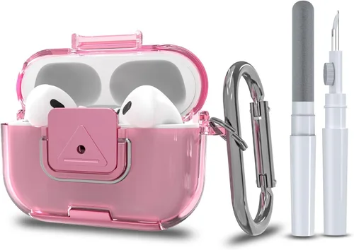 Vista 12 de Funda protectora para AirPods Pro de 2ª/1ª generación con clip de bloqueo seguro, a prueba de golpes, protección completa, diseño de soporte de Negro