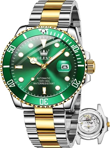 Vista 9 de OLEVS Relojes mecánicos automáticos para hombre cuerda automática de acero inoxidable de lujo sin batería