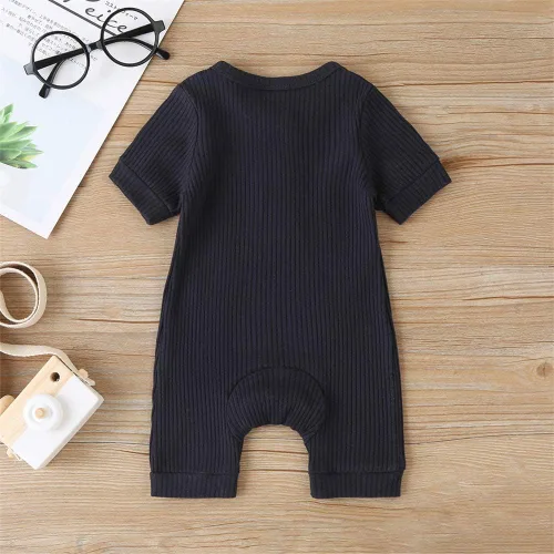 Vista 28 de Mameluco unisex de manga corta para bebé recién nacido, con botones, de una pieza, ropa de color sólido
