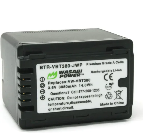 Vista 2 de Wasabi Power Batería (paquete de 2) y cargador para Panasonic VW-VBT380 y Panasonic HC-V250, HC-V380, HC-V510, HC-V520, HC-V710, HC-V720, HC-V750
