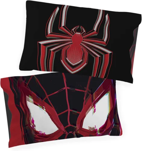 Vista 3 de Jay Franco Marvel Miles Morales Gamerverse Be Greater 1 funda de almohada reversible individual – Ropa de cama infantil súper suave de doble cara