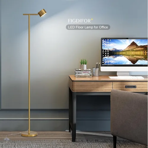 Vista 6 de Lámpara de pie para dormitorio, 3 temperaturas de color, lámpara de pie minimalista con tapa de lámpara flexible, lámparas de pie modernas doradas