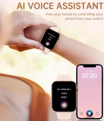 Vista 6 de Relojes inteligentes para mujer (respuesta/hacer llamadas) 1.85 pulgadas pantalla táctil reloj de seguimiento de fitness con frecuencia cardíaca