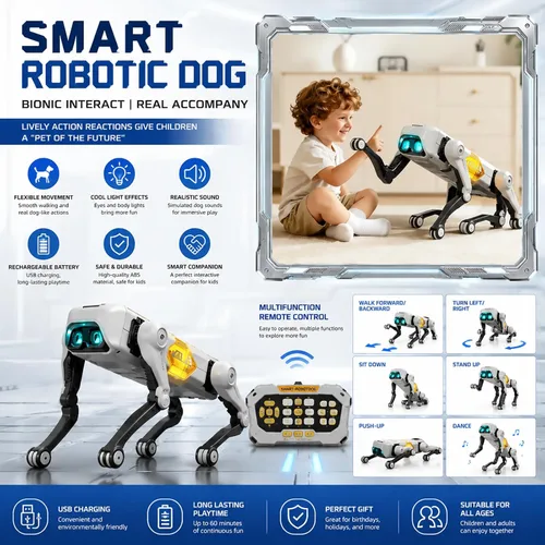 Vista 3 de ANTSIR Smart Interactive Robot Dog Companion Pet Toy with Remote for Kids