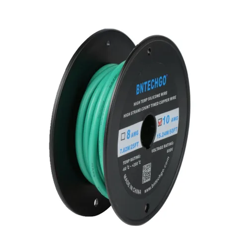 Vista 8 de BNTECHGO Carrete de alambre de silicona calibre 10 de 25 pies, alambre de cobre estañado trenzado de 10 AWG, color azul flexible