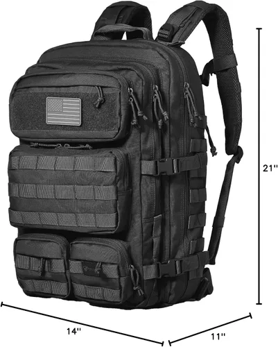 Vista 10 de Mochila Táctica Falko para Hombre y Mujer 50L Mochila 2.4 Veces Más Fuerte Mochila Militar Grande Tipo Molle, Mochila de Emergencia para Exteriores