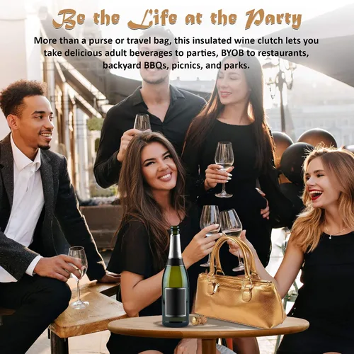 Vista 7 de Bolsa de mano de vino (aislamiento térmico) Bolsa de transporte para mujer Sostiene botellas rojas y blancas de 25.4 fl oz Moda de moda Incluye