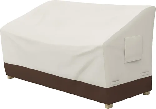 Vista 8 de Amazon Basics Funda de sofá de 2 plazas para exteriores, funda para muebles de patio, impermeable, anti-UV, duradera, beige/marrón