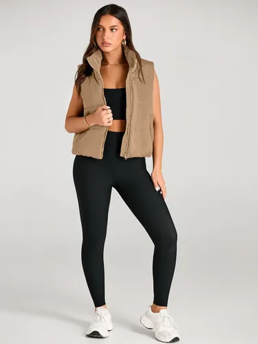 Vista 7 de AUTOMET Chaleco acolchado para mujer, sin mangas, para invierno, ropa de abrigo, cálida, acolchada, ligera, cuello alto, con bolsillos