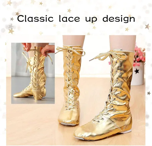 Vista 4 de HIPPOSEUS Women's Jazz Shoes Split Sole Ballet Training High Top Dance Boots for Men