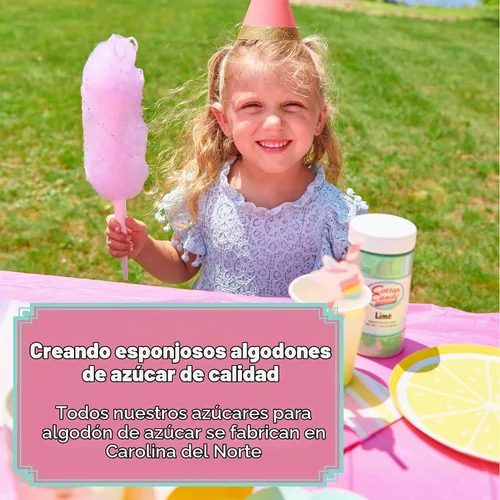 Vista 6 de Cotton Candy Express Paquete variado de azúcar para algodón de azúcar con 3 frascos de plástico de 11 onzas de chicle, manzana verde, piña colada.