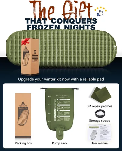 Vista 7 de Hikenture Colchoneta de dormir de camping con valor R 6.2, colchón ultraligero para todas las estaciones, alfombrilla de dormir compacta y aislada