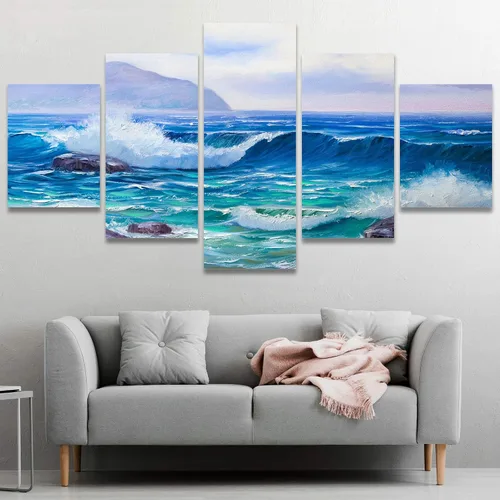 Vista 20 de SIGNWIN Lienzo grande para pared, efecto geométrico de mármol, triángulo dorado, polígono, paisaje, formas abstractas, arte digital, arte moderno
