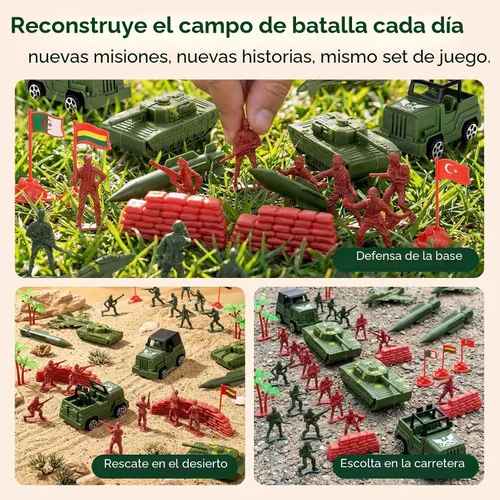 Vista 4 de AMOR PRESENT Juego militar de 277 piezas para hombres del ejército, juguetes militares para niños de 8 a 12, soldado militar, figuras de soldados