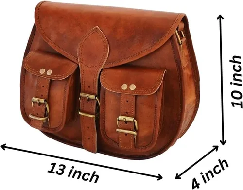 Vista 4 de Satchel And Fable Bolsos cruzados de cuero de 13 pulgadas para mujer, estilo vintage, genuino, hobo hecho a mano, marrón, bolso de hombro