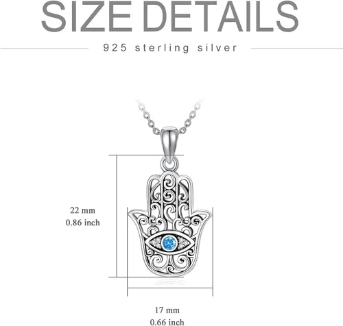 Vista 6 de MBSUUH Hamsa - Collar de mano de plata de ley 925 con dije de Fátima Hamsa para mujer, Metal, Circonia cúbica
